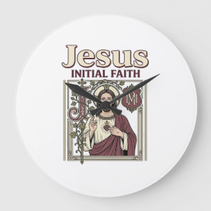 Jesus-Monogramm Anfangsbuchstabe Glaube Jesus-Mono Große Wanduhr