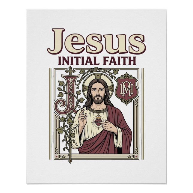 Jesus-Monogramm Anfangsbuchstabe Glaube Jesus-Mono Poster (Vorderseite)