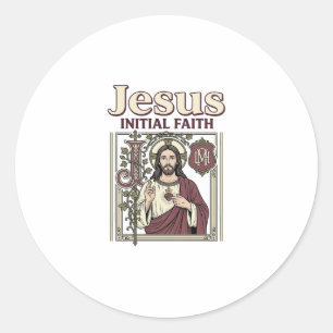 Jesus-Monogramm Anfangsbuchstabe Glaube Jesus-Mono Runder Aufkleber