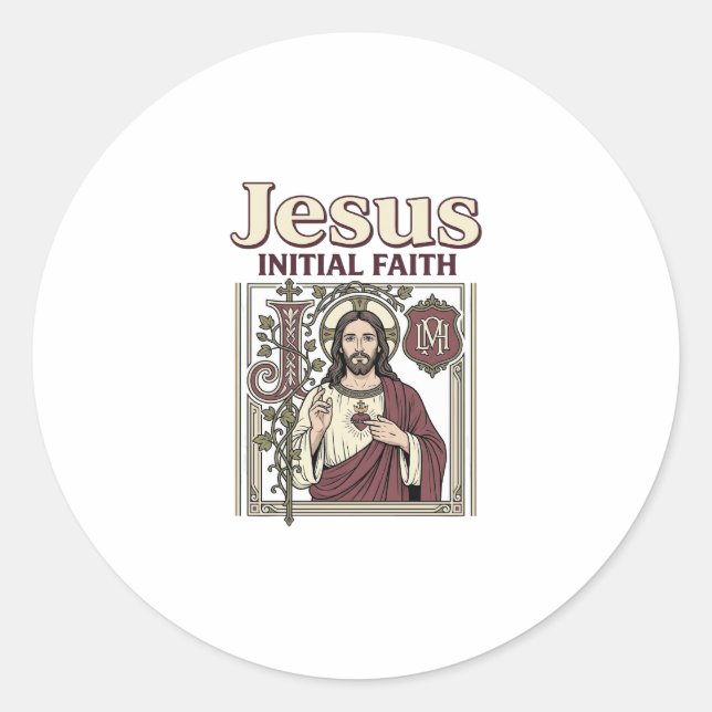 Jesus-Monogramm Anfangsbuchstabe Glaube Jesus-Mono Runder Aufkleber (Vorderseite)