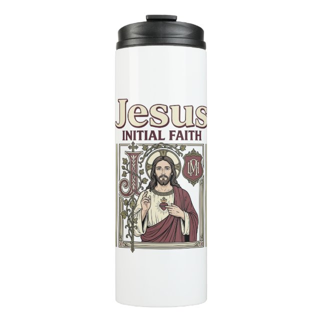 Jesus-Monogramm Anfangsbuchstabe Glaube Jesus-Mono Thermosbecher (Vorderseite)