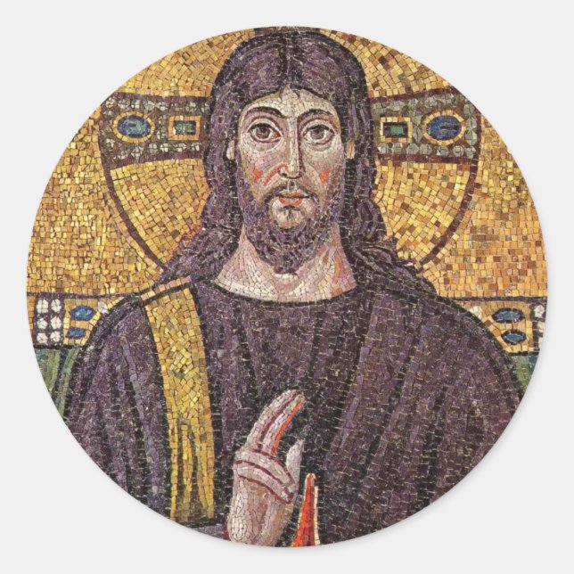 Jesus Mosaic Runder Aufkleber (Vorderseite)