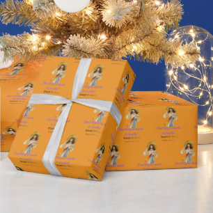 Jesus-Motto orange Geschenkpapier