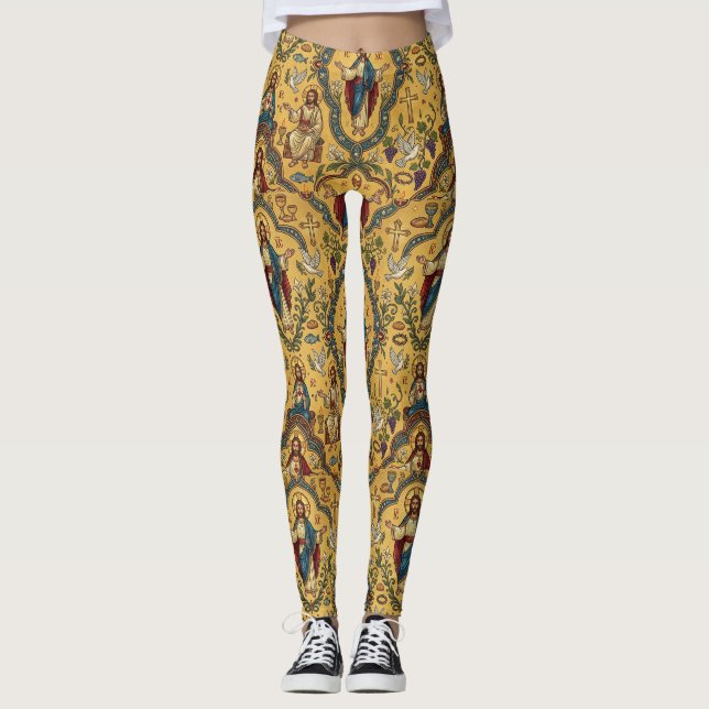 Jesus-Muster Leggings (Vorderseite)