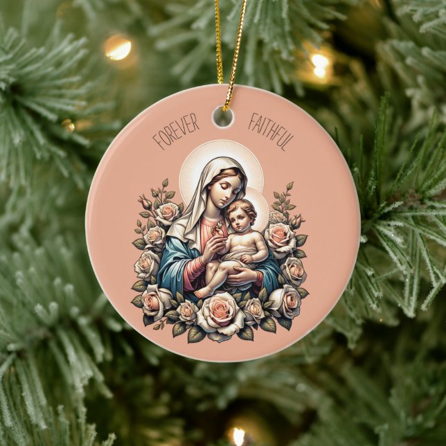 Jesus Mutter und Kind benutzerdefiniert Text relig Keramik Ornament (Baum)