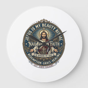 Jesus Nagel Tech Nagel Künstler T-Shirt Inspiriere Große Wanduhr