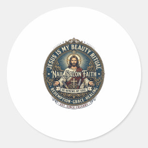 Jesus Nagel Tech Nagel Künstler T-Shirt Inspiriere Runder Aufkleber
