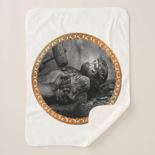 Jesus nagelte mit seinen Armen und Händen, die sic Sherpadecke