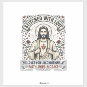 Jesus näht Quilt-Shirt Christliches Grafik_1 Aufkleber