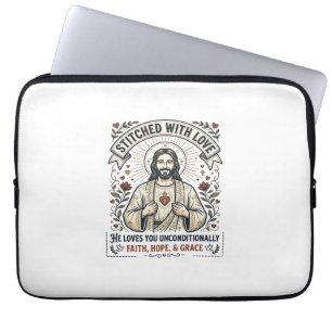 Jesus näht Quilt-Shirt Christliches Grafik_1 Laptopschutzhülle