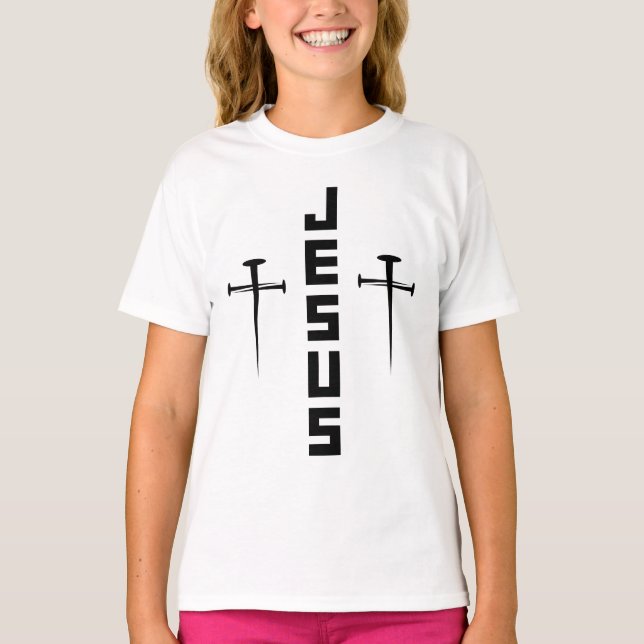 JESUS Nail Cross Christlicher Glaube für Gläubige T-Shirt (Vorderseite)