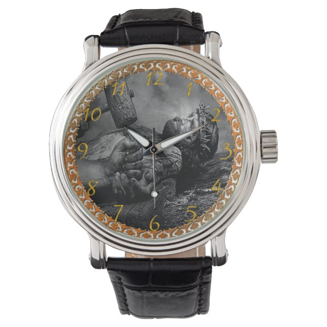 Jesus Nail Large Clock Armbanduhr (Vorderseite)