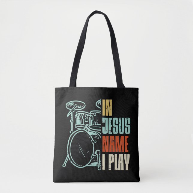 Jesus Name I Play Drums God Drumming Music Christi (Vorderseite)