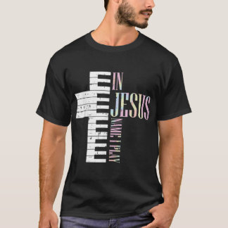 Jesus Name ich spiele Piano Christlich Pianist Män T-Shirt
