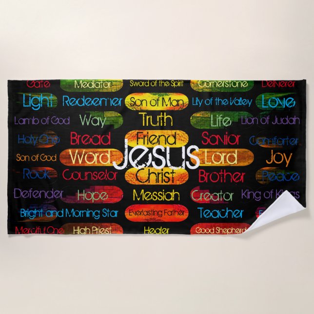 Jesus-Namen und Attribute Yoga Mat Strandtuch (Vorderseite)