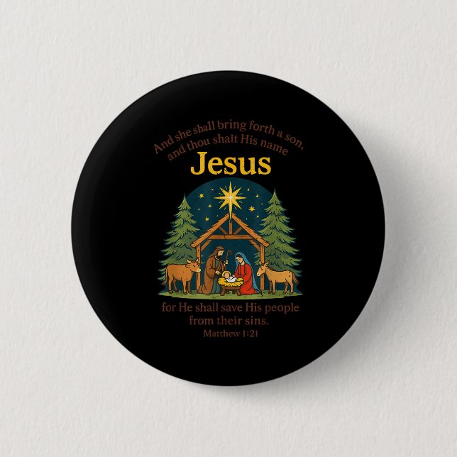 Jesus Nativity Christian Christmas Bible Pjs Toddl Button (Vorderseite)