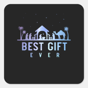 Jesus Nativity Religious Christmas Christlich Quadratischer Aufkleber