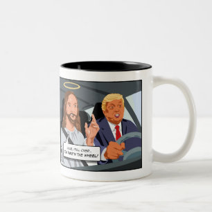 Jesus nehmen das Rad (vom Trumpf!) Zweifarbige Tasse