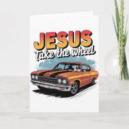 Jesus nehmen das Vintage Muskelauto Karte