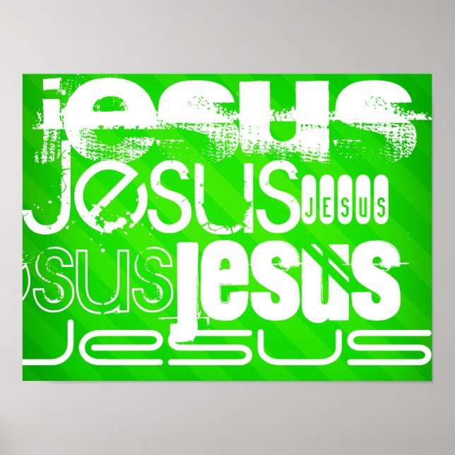 Jesus; Neon Green Stripes Poster (Vorne)