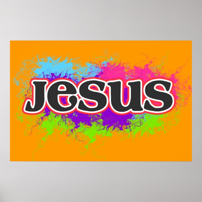 "Jesus" Neon Static Graphic Poster (Vorne)