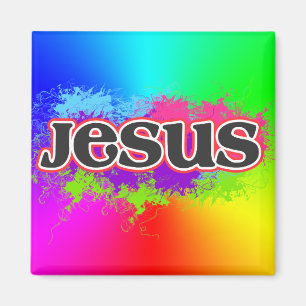 Jesus Neon Static (Regenbogen) Magnet