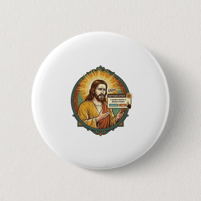 Jesus Nervenaufreibendes Software-Update Pop-up Bü Button (Vorderseite)