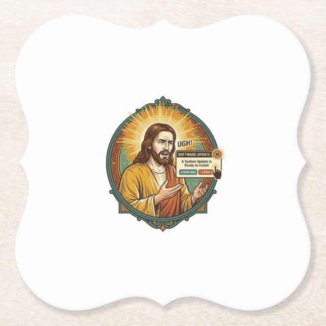 Jesus Nervenaufreibendes Software-Update Pop-up Bü Untersetzer (Vorderseite)