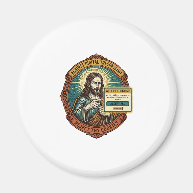 Jesus nervige Cookie-Popup Internetbrowser akzepti Magnet (Vorne)