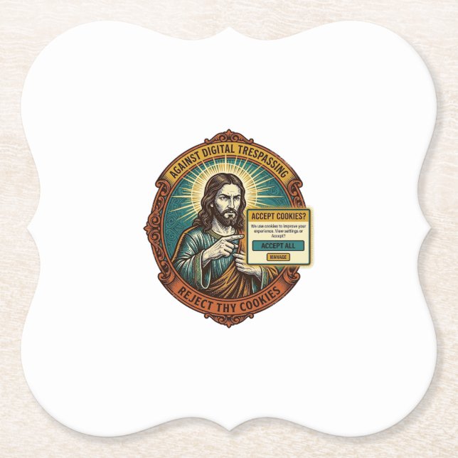 Jesus nervige Cookie-Popup Internetbrowser akzepti Untersetzer (Vorderseite)