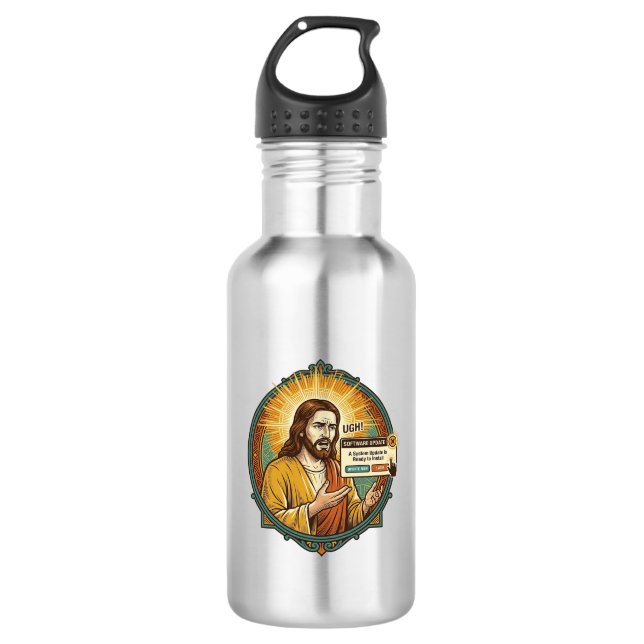 Jesus nervige Software-Update-Popup-Bürohumor Edelstahlflasche (Vorderseite)