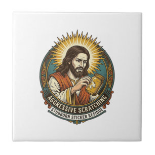 Jesus nerviger Aufkleber Papier Rückstand Shop  Fliese