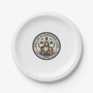 Jesus Neurodivergente Ermutigung T-Shirt Inspirier Pappteller