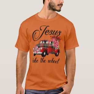 Jesus nimmt das Rad Red Truck Weihnachtsgott Belie T-Shirt