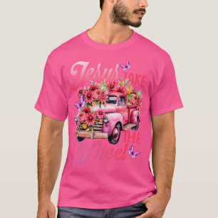 Jesus nimmt den Radfahrer Gott glaubt Pink Flo T-Shirt