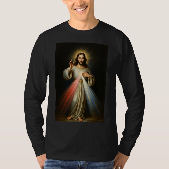 Jesus of the Divine Mercy Men's Long Sleeve Tee (Vorderseite)