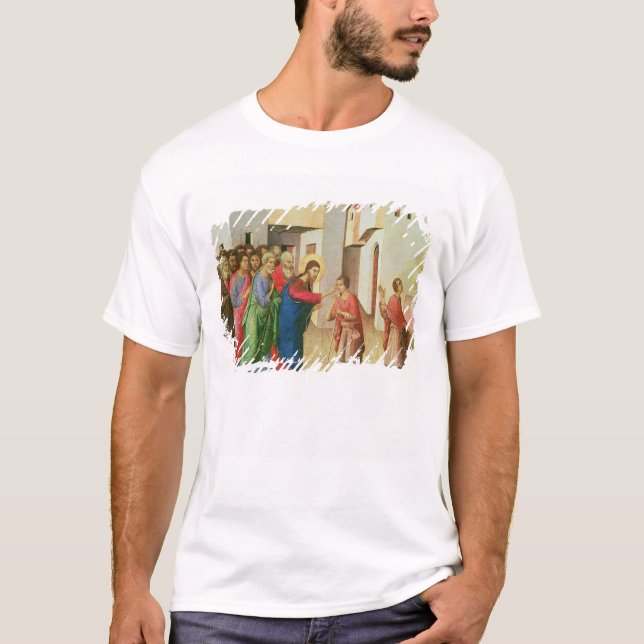 Jesus öffnet die Augen von einem Mann-geborenen T-Shirt (Vorderseite)