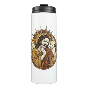 Jesus-Ohrhörerkabel am Türknauf hängengeblieben Ri Thermosbecher