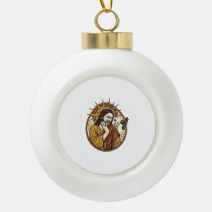 Jesus Ohrhörerkabel fing Türknauf Riss heraus Gym Keramik Kugel-Ornament