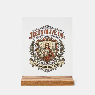 Jesus Olivenöl Salböl Etikett Jesus Olivenöl Acrylschild