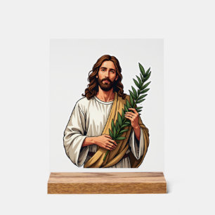 Jesus Olivenzweig Vintage Gravur T-Shirt 2 Acrylschild