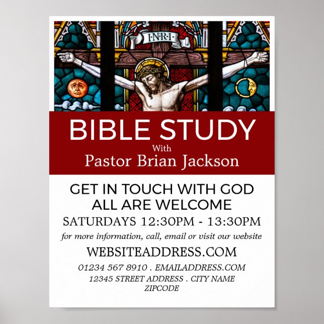 Jesus on the Cross, Christian Bible Class Advert Poster (Vorne)