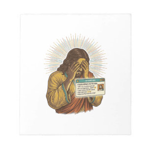 Jesus peinlich berührter Zehnjähriger Status Updat Notizblock