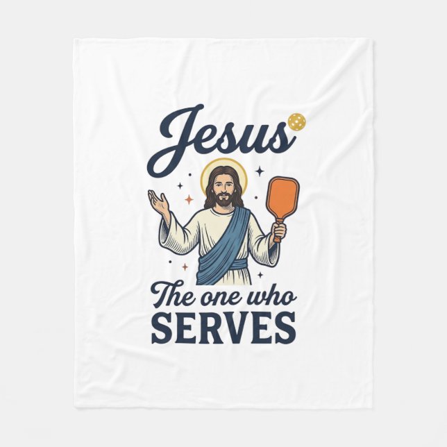 Jesus Pickleball Der, der Serviert Shirt Fleecedecke (Vorderseite)