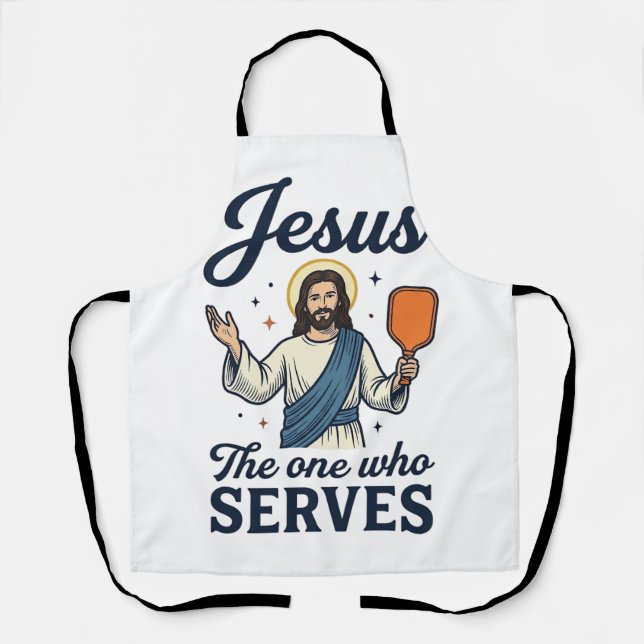 Jesus Pickleball Der, der Serviert Shirt Schürze (Vorderseite)