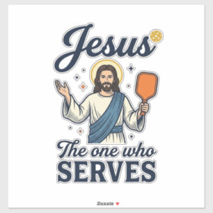 Jesus Pickleball Der, der Serviert T-Shirt Aufkleber