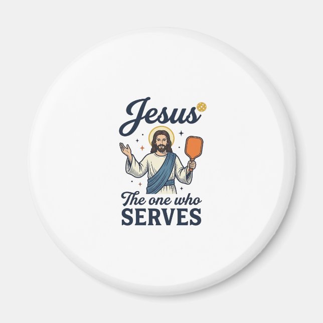 Jesus Pickleball Der, der Serviert T-Shirt Magnet (Vorne)