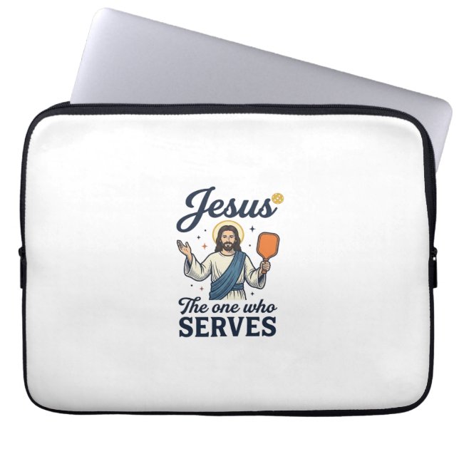 Jesus Pickleball Derjenige, der serviert Hemd Laptopschutzhülle (Vorderseite)
