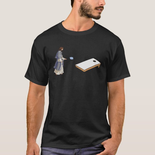 Jesus pielen Cornhole Cornhole T-Shirt (Vorderseite)