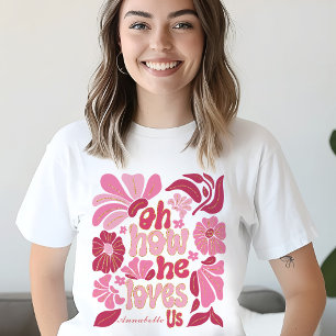 Jesus Pink Er Liebt Uns Ostern Benutzerdefinierter T-Shirt